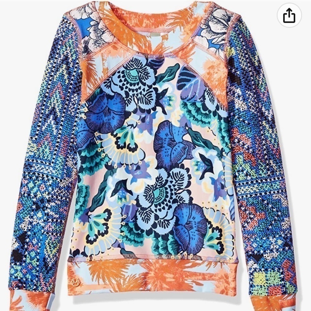Maaji Girls' Mixed Print Long Sleeve Rashguard Swimsuit Top Size 10
